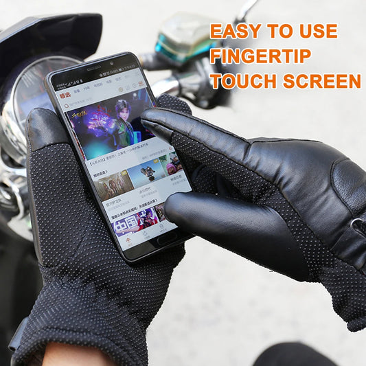 Winter Electric Warming Gloves Soft USB Heated Gloves PU Thermal Heated Gloves Leather Heating Gloves for Fishing Riding Cycling