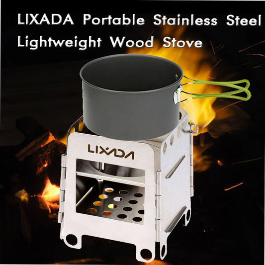 Portable Stainless Steel Lightweight Folding Wood Stove Pocket Stove