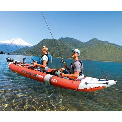 68309EP Excursion Pro K2 Inflatable Kayak Set: Includes Deluxe 86in Kayak Paddles and High-Output Pump