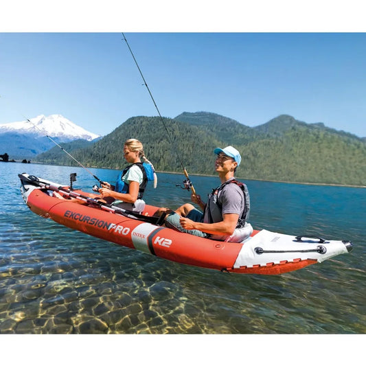 68309EP Excursion Pro K2 Inflatable Kayak Set: Includes Deluxe 86in Kayak Paddles and High-Output Pump