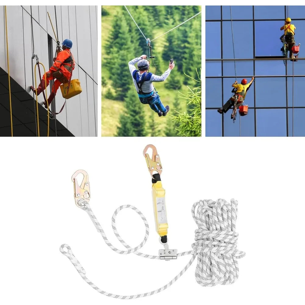 100ft Fall Protection Rope Vertical Lifeline Assembly Fall Arrest Protection Equipment for Roofing Climbing Logging Inspections