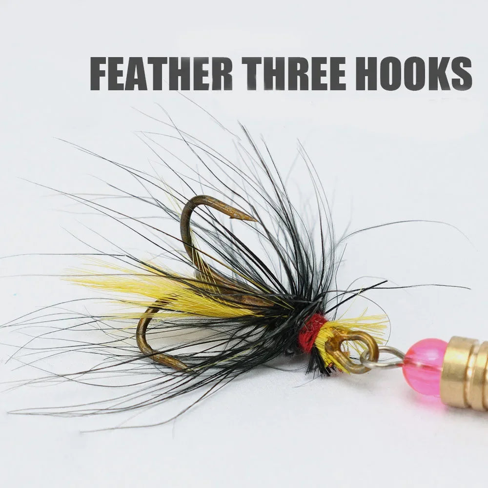 1/2pcs Metal Hard Bait Rotating Spinner Fishing Lure Spoon Sequins Wobblers Bass Pesca With Feather Hooks 3.5g/4.5g/7g/9g/12g