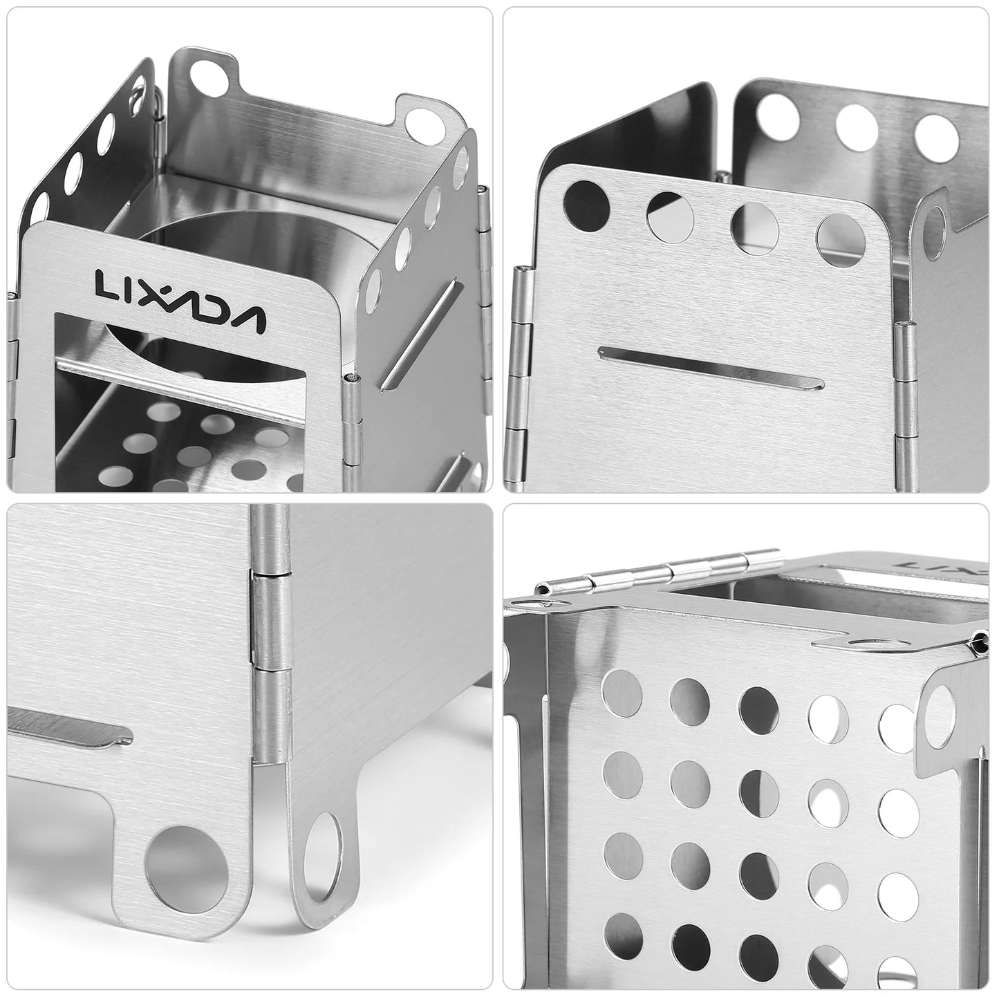 Portable Stainless Steel Lightweight Folding Wood Stove Pocket Stove