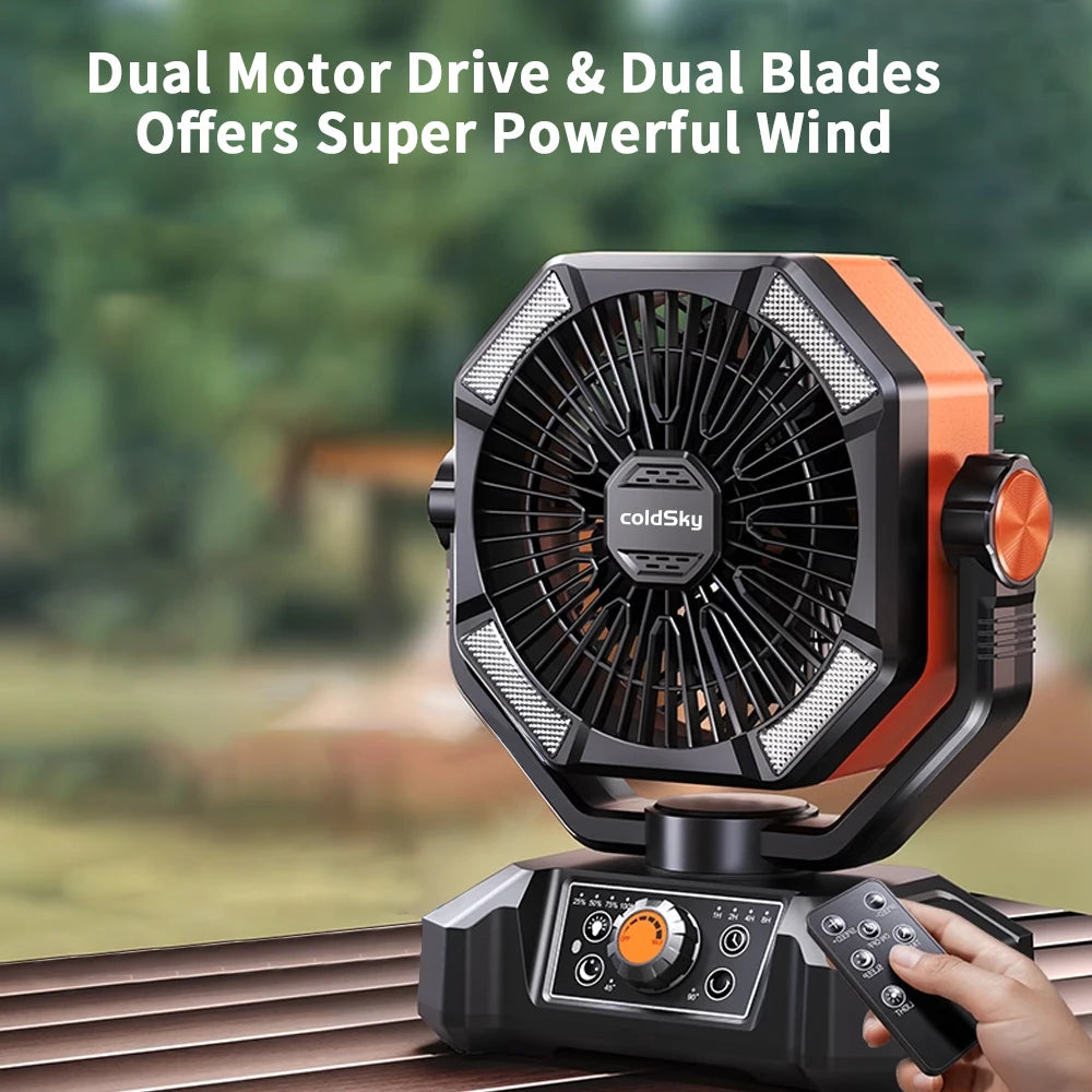 Camping Fan 4 LED Lantern 8 Speeds Desk Fan Portable Outdoor Fan