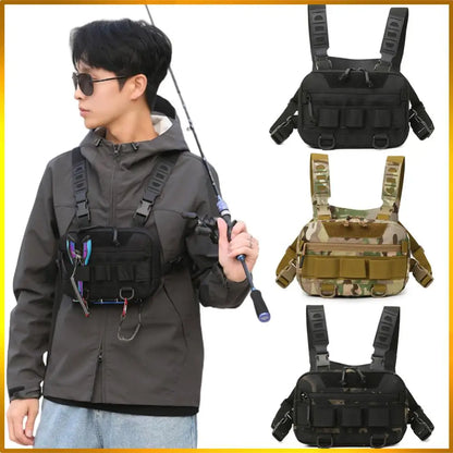 Fishing Chest Bag with Adjustable Straps Climbing Camping Backpack Large Capacity Travel Vest Backpack for Outdoor Sports