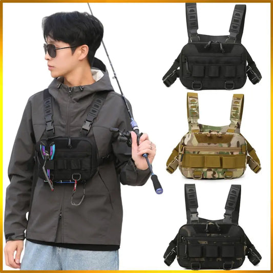 Fishing Chest Bag with Adjustable Straps Climbing Camping Backpack Large Capacity Travel Vest Backpack for Outdoor Sports