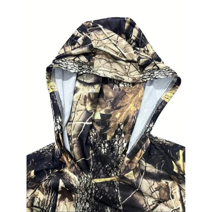 Fishing Hoodie Shirt Men Long Sleeve  Trees Hunting Jersey