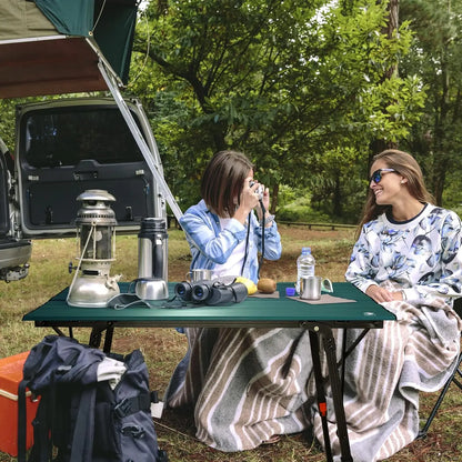 Portable Camping Table with Adjustable Legs, Lightweight Aluminum Folding Beach Table with Carrying Bag for Outdoor Cooking