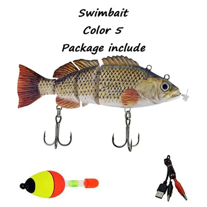 New Fishing Bait Electric Auto Swimming Luress 4-Segment Wobblers For Outdoor Sport Swimbait Fishing Lure USB Rechargeable