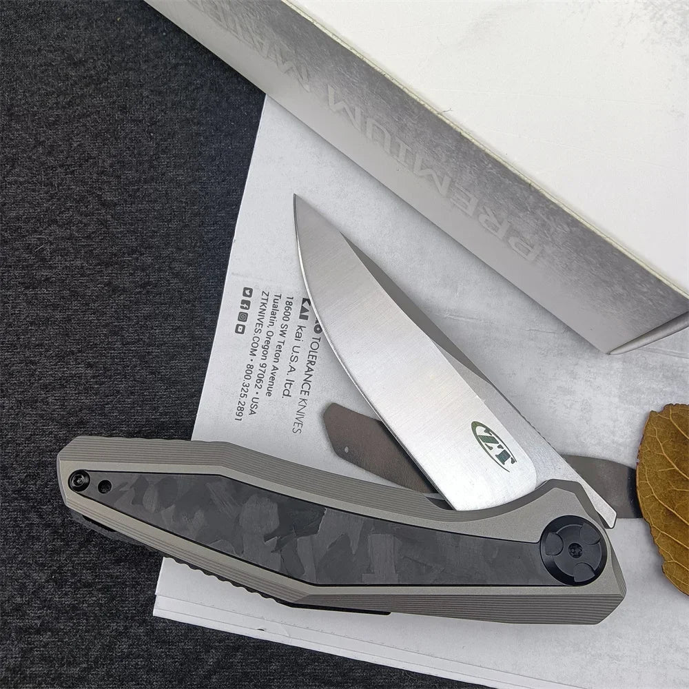 Flipper Marbled Carbon Fiber Folding Knife Tactical Survival Outdoor EDC Pocket Tools