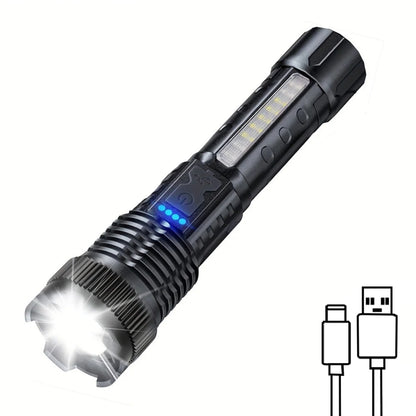 2pcs Rechargeable Zoomable Super Bright Flashlight for Emergency Power Outage,