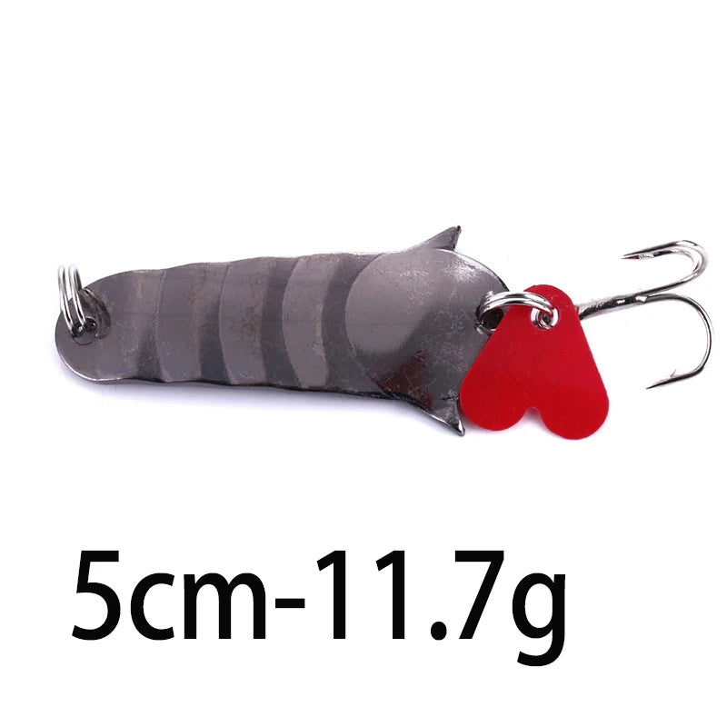 Hengjia 1pcs Metal Bait Spoon Lure with Treble Hook Gold /Silver River Fishing Lure for Bass Pike Perch