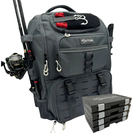 Fishing Backpack, Tackle Bag With Rod Holders, 40L Capacity With Cooler, Rain Cover, Insulated Pocket