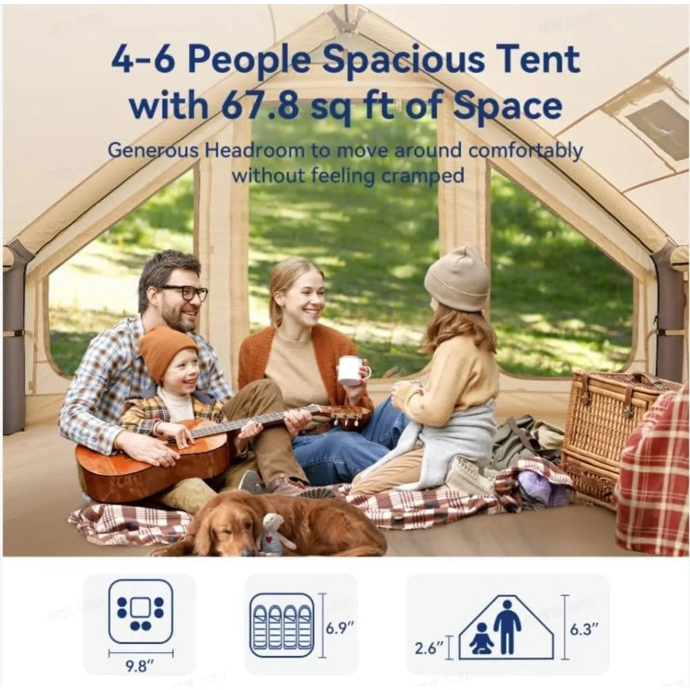 Inflatable Blow Up Tents for Camping, Waterproof  Manual Pump, Spacious Easy Setup Inflatable Camping