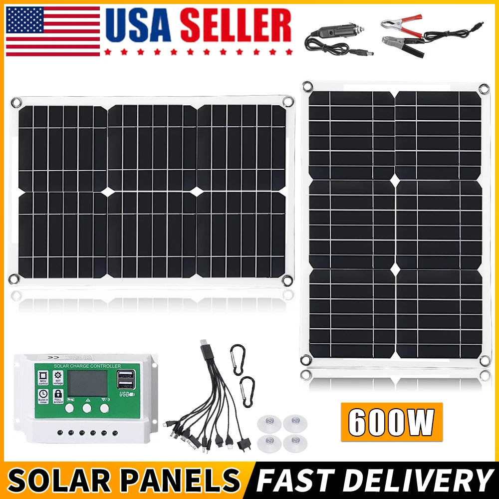 Portable Solar Power Charger for Bank Battery Camping Car Boat RV Solar Plate
