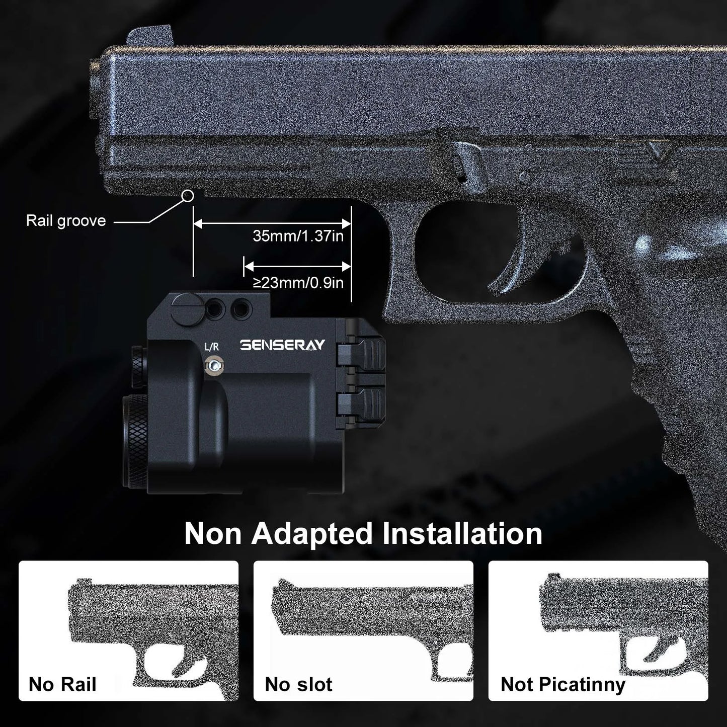 Tactical Pistol Light Rechargeable Blue Laser LED Weapon Light Fit Glock 17 19 20mm