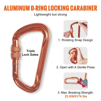 High Strength 12ft for arborist Climbing Flipline Safety Rope with Steel Snap Hook Carabiner for tree Care