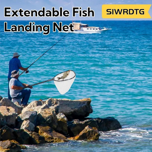 Floating Lightweight Fishing Net with Telescopic Pole Handle, Rubber Landing Net Freshwater Saltwater