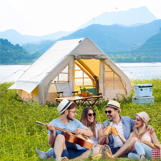 Inflatable Tent with Pump,Waterproof Camping Tents House, Easy Setup Blow Up Family Tents for Camping with Mesh Windows