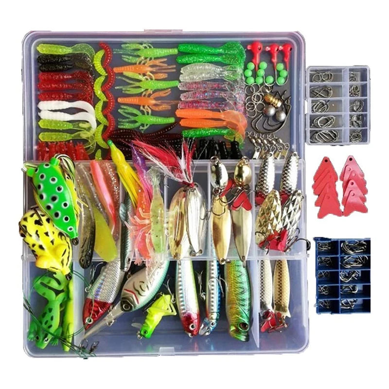 Kit Fishing Lures Set Hard Artificial Wobblers Metal Jig Spoons Soft Lure Fishing Silicone Bait Fishing