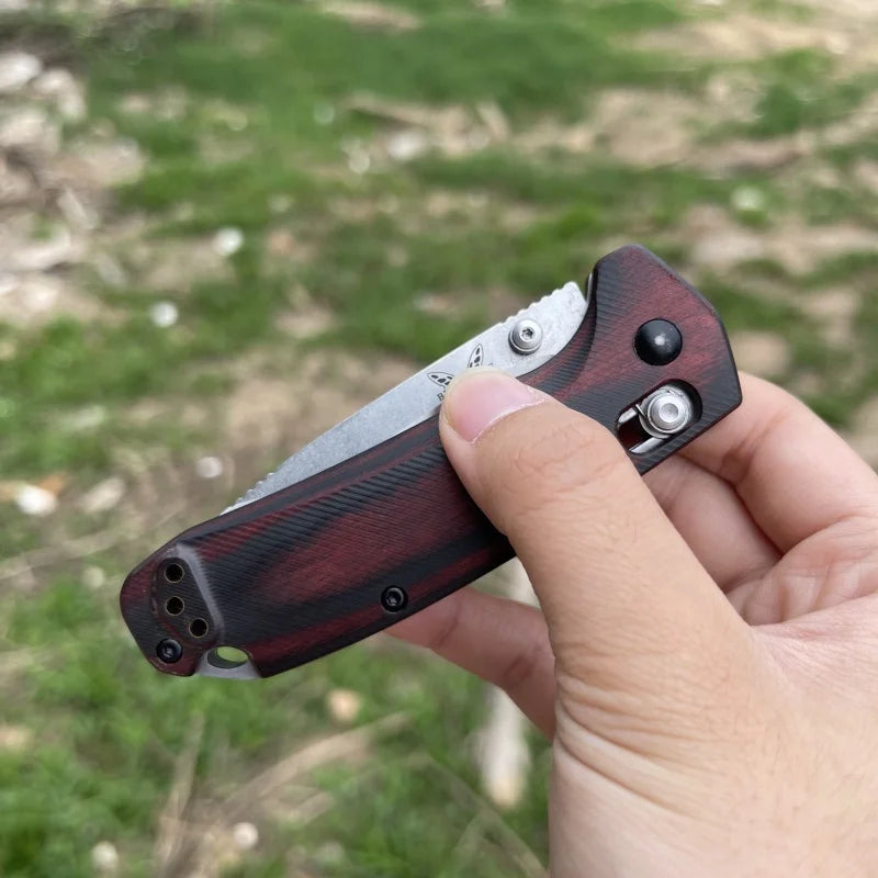 Pocket Folding Knife   Wooden Handle, Outdoor Camping Survival