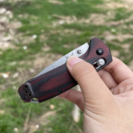 Pocket Folding Knife   Wooden Handle, Outdoor Camping Survival