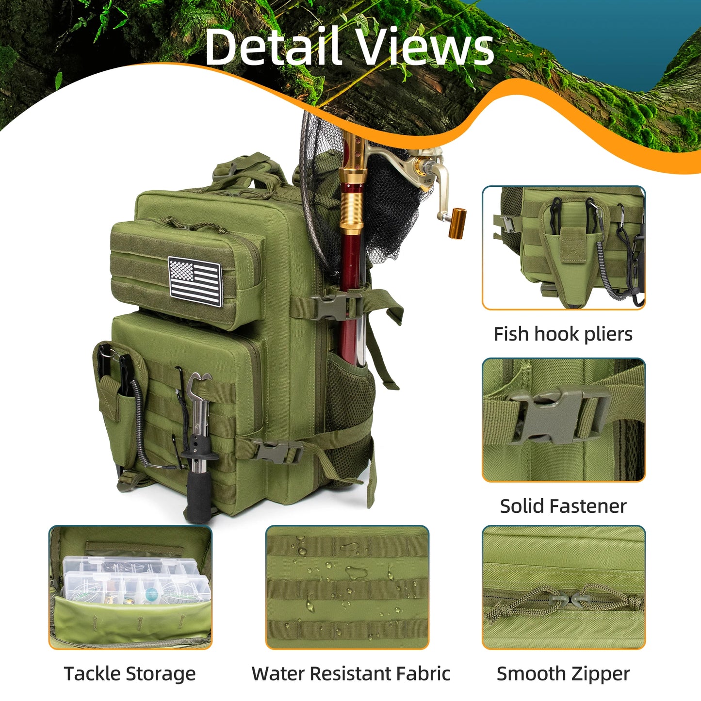 Fishing Hunting Bag Tactical Backpack,  Durable Waterproof