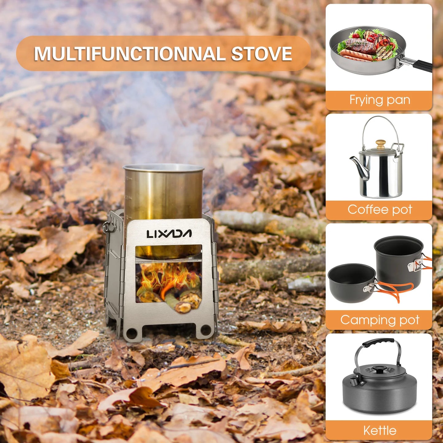 Portable Stainless Steel Lightweight Folding Wood Stove Pocket Stove