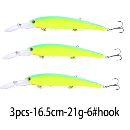 16.5cm 21g 6# Hook Deep Diving Large Minnow Wobbler Lure Artificial Hard Bait Crankbait Bass Pike Walleye Perch Fishing Gear