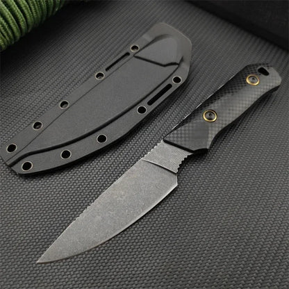 Fixed Blade Knife D2 Blade Stonewashed Camping Equipment Straight Knife with  Sheath