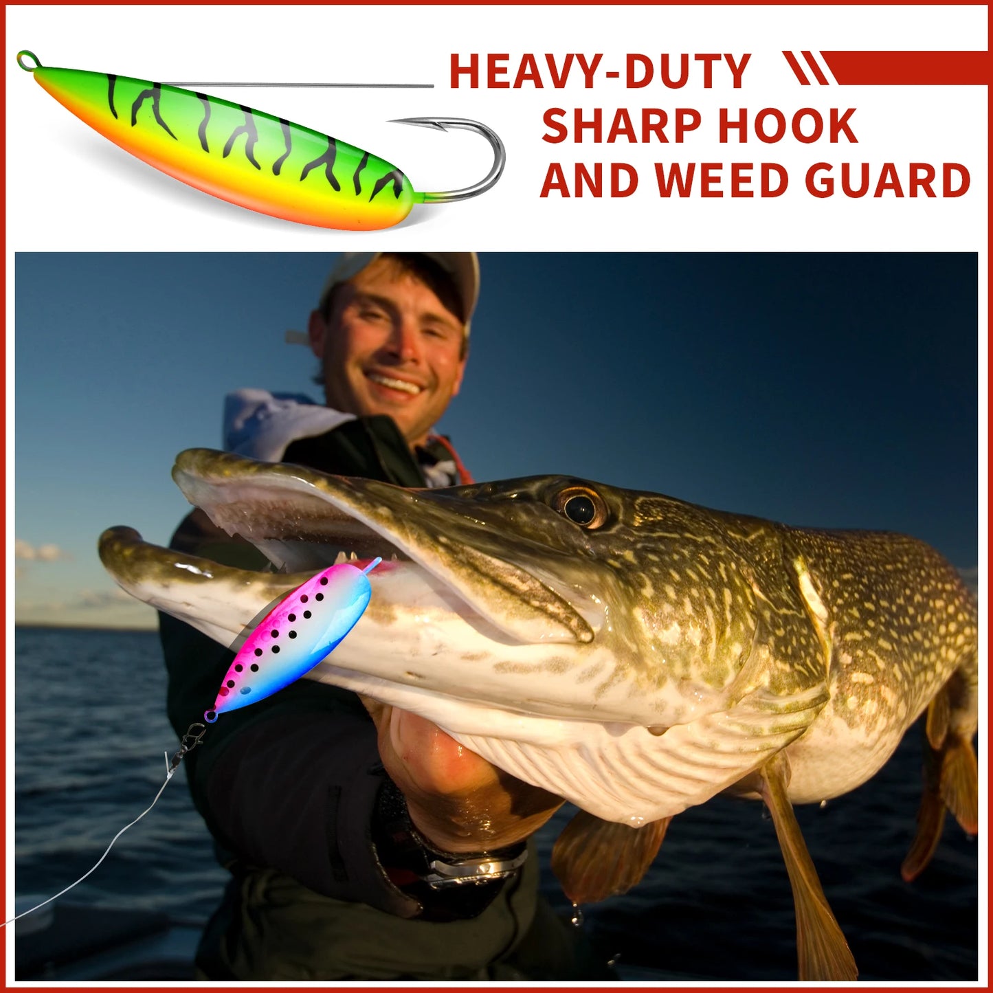 4pcs Weedless Spoon Lure Kit 8g 16g 19g Spinner Metal Spoons Fishing Lures Anti Grass Hooks Jig Wobblers Artificial Hard Bait