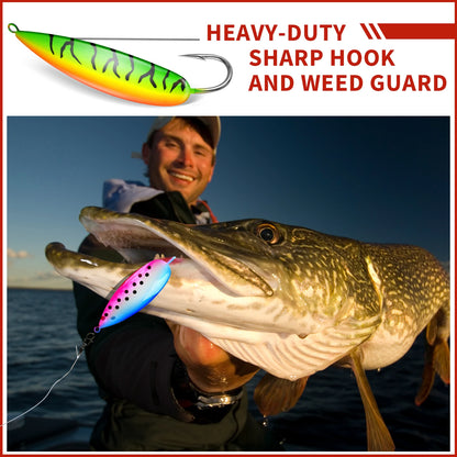 4pcs Weedless Spoon Lure Kit 8g 16g 19g Spinner Metal Spoons Fishing Lures Anti Grass Hooks Jig Wobblers Artificial Hard Bait
