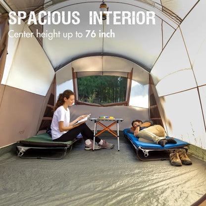PORTAL 6/8/10 Person Family Camping Tent with Screen Room, Water Resistant Big Tunnel Tent with Rainfly