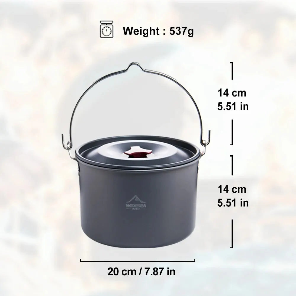 4L Camping Hanging Pot Cookware Outdoor Bowler Tableware