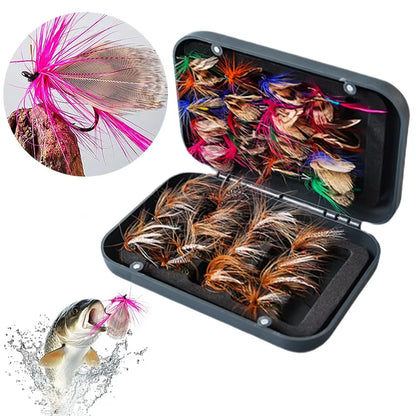 65 piece set of artificial fly and insect lure bait for outdoor trout, sea bass, lure bait, and lure bait accessories