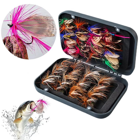 65 piece set of artificial fly and insect lure bait for outdoor trout, sea bass, lure bait, and lure bait accessories