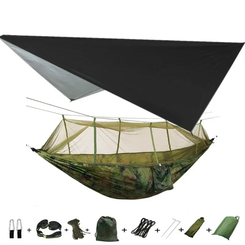 Camping Hammock with Mosquito Net&Rainfly Tent Tarp & Tree Straps