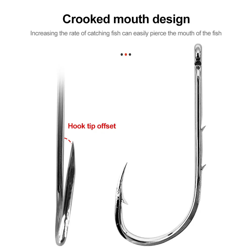 300pcs/box Long Shank Fishing Hooks High Carbon Steel Sharp Barbed Offset Narrow Bait   Fishhook Fly Fishing Accessories