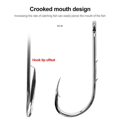 300pcs/box Long Shank Fishing Hooks High Carbon Steel Sharp Barbed Offset Narrow Bait   Fishhook Fly Fishing Accessories