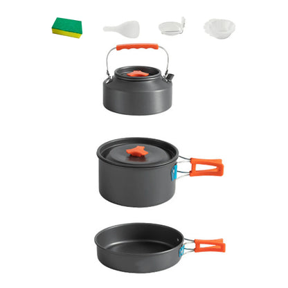 3pcs Camping Cookware Set Portable Non-Stick Aluminum Alloy Pot Pan
