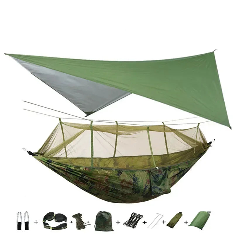 Camping Hammock with Mosquito Net&Rainfly Tent Tarp & Tree Straps