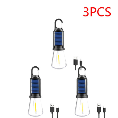 2-5PCS Solar Powered LED Lighting Lantern USB Charging Outdoor Tent