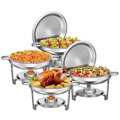 5QT    Packs Stainless Steel Chafer with Full Size Pans Catering Buffet Set Food Warmer Server For Camping