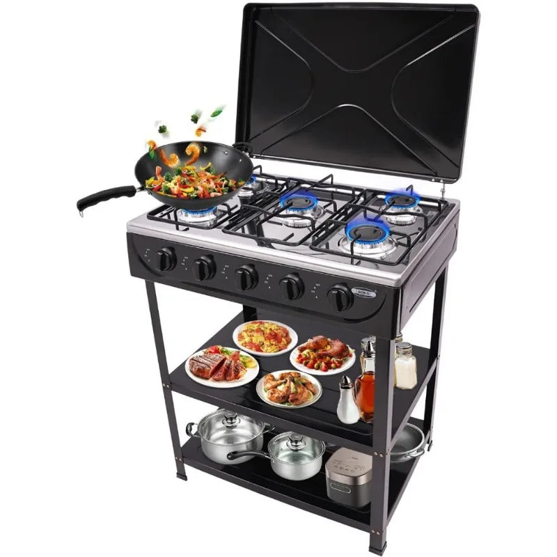 Natural Gas Stove Outdoor 5-Burner Stove Portable Gas Stove