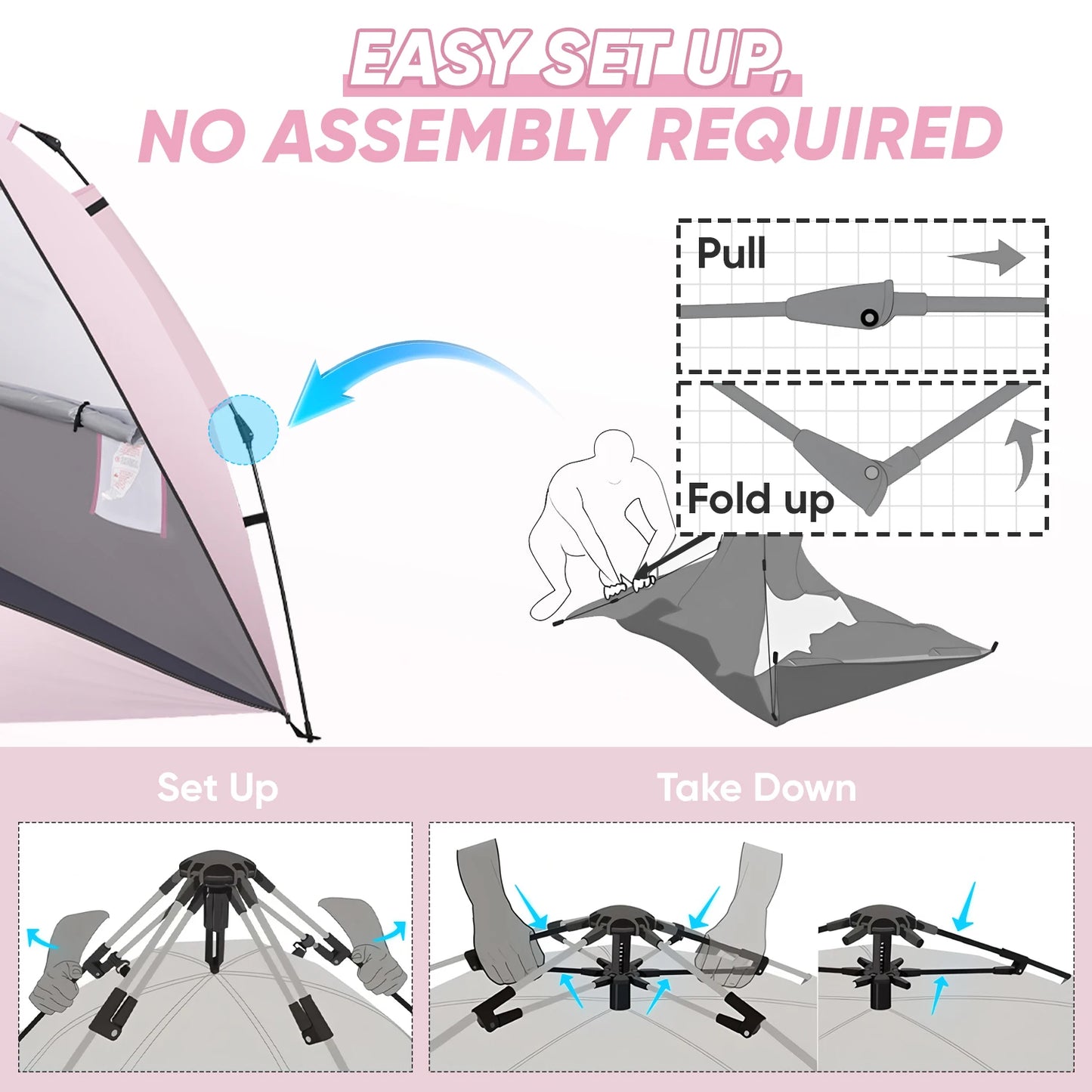 Sun Shelter,  Beach Tent ,  Portable Shade Sun, Shelter Canopy