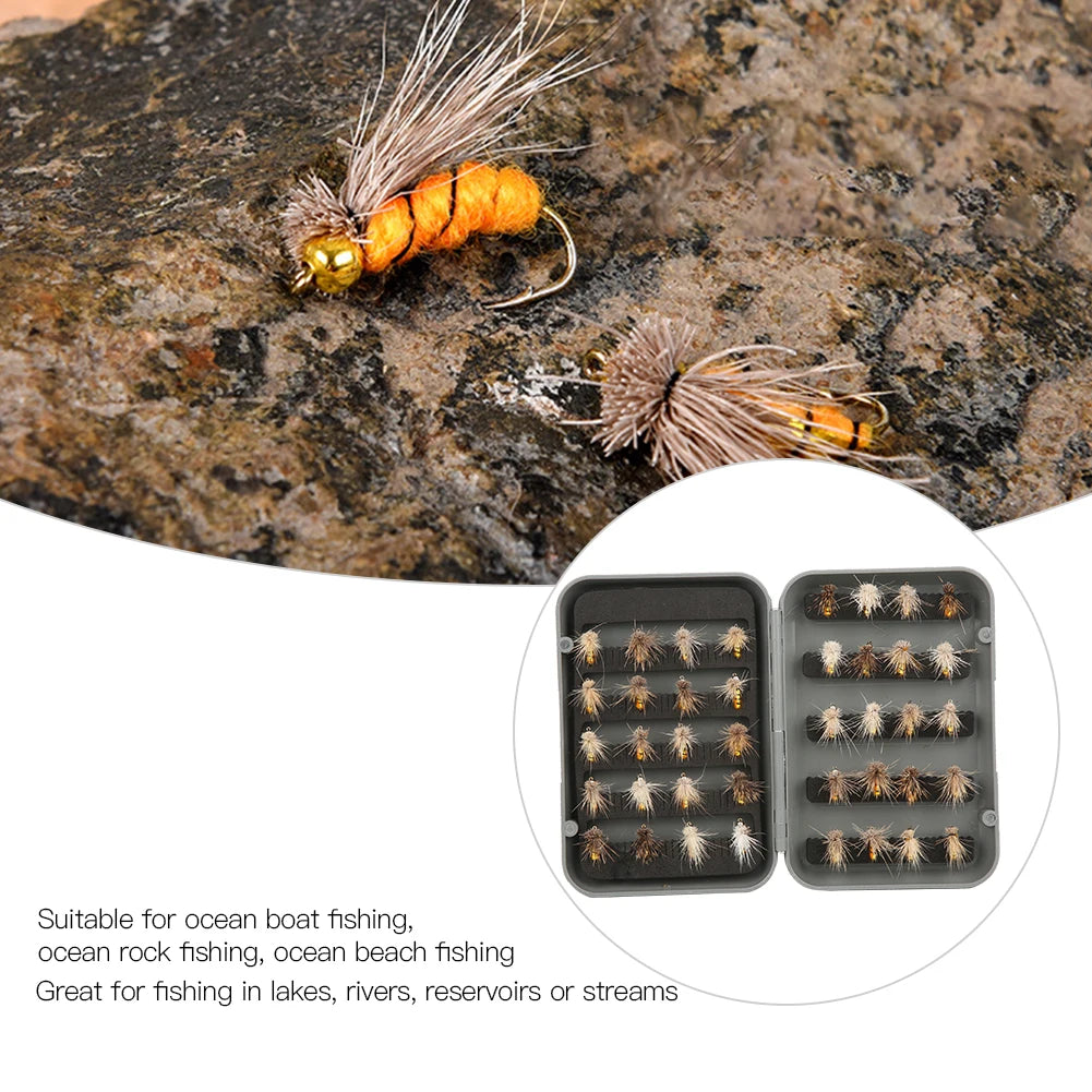 Fly Lure, 40pcs Fly Fishing Lure Artificial Bait Fly Lures Insect Lures with Hook