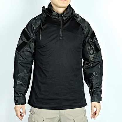 Shirts Men Long Sleeve Breathable T-shirt Camo Hooded Quick-dry