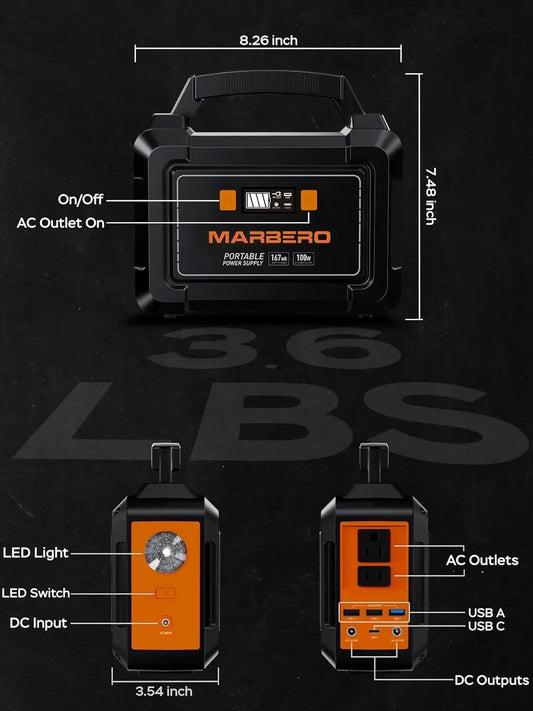 Camping Battery Power Supply with 110V AC Outlet 2 DC Ports