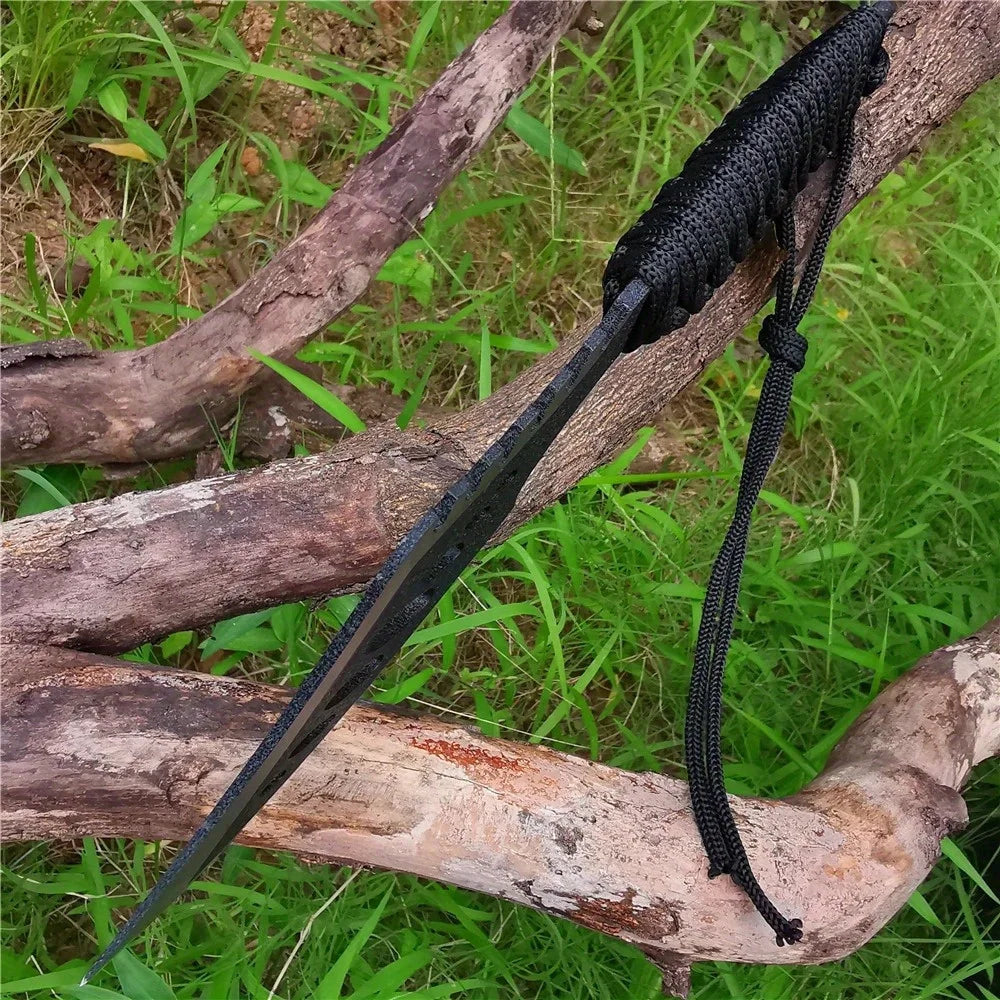 Portable Outdoor Jungle Camping Axe &amp; Knife - Non-Slip Handle, Full Tang Stainless Steel Blade (58HRC) with Nylon Sheath, 27CM H