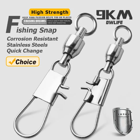 Snap Fishing Swivels Ball Bearing Interlock Snap Pin Stainless Steel Fishing Accessories Fishing Lures Pin Connector
